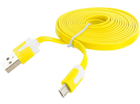 Kabel micro USB płaski 2M - żółty Kabel micro USB płaski 2M - żółty