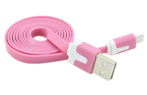 Kabel micro USB płaski 1M - różowy Kabel micro USB płaski 1M - różowy