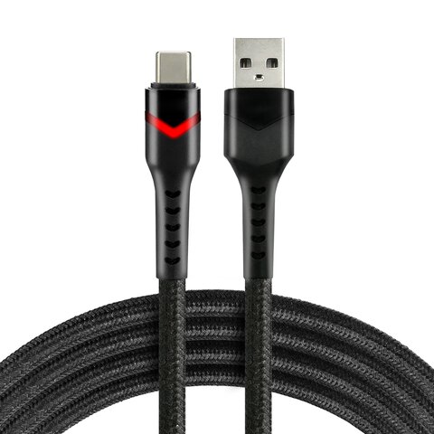 Kabel przewód pleciony USB - USB-C / Typ-C RGB LED everActive CBB-1CBR 100cm z obsługą szybkiego ładowania do 3A czarny Kabel przewód pleciony USB - USB-C / Typ-C RGB LED everActive CBB-1CBR 100cm z obsługą szybkiego ładowania do 3A czarny